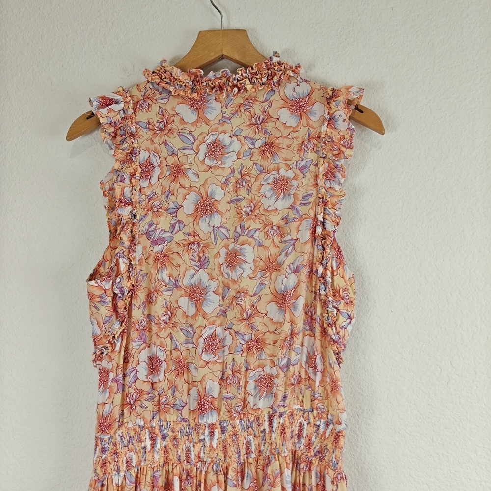 Poupette St Barth Nwot 'Triny' Ruffle-Trim Mini Dress, Yellow Dahlia - Large - Picture 15 of 16